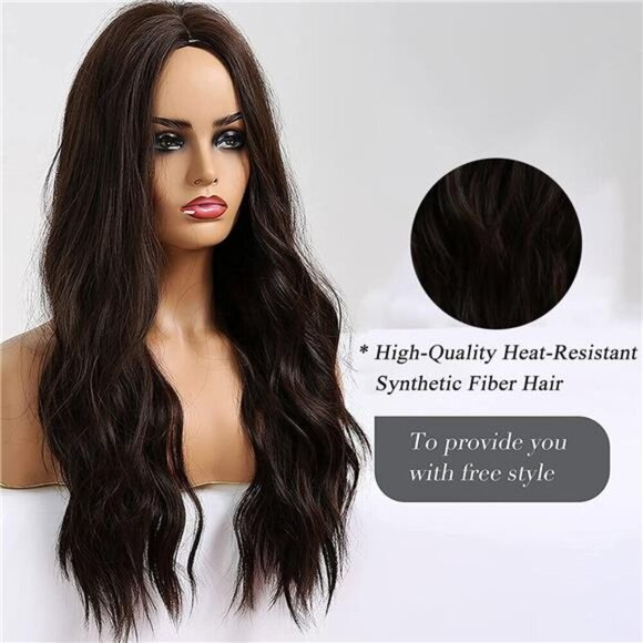 Womens Natural Synthetic Hair Heat Resistant Black Brown - Picture 3 of 6